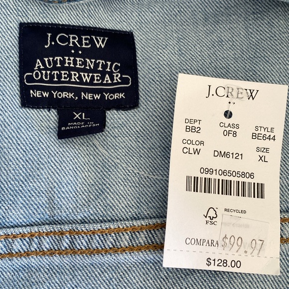 J. Crew Men's Classic Button Up Blue Denim Jacket Mens Size XL - Picture 7 of 10